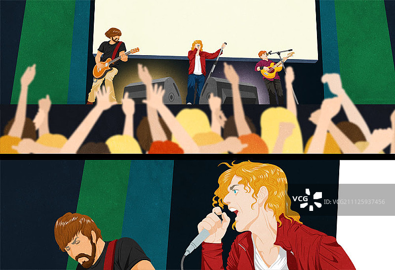 摇滚乐队在舞台上表演图片素材