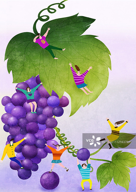 葡萄主题人物插画图片素材