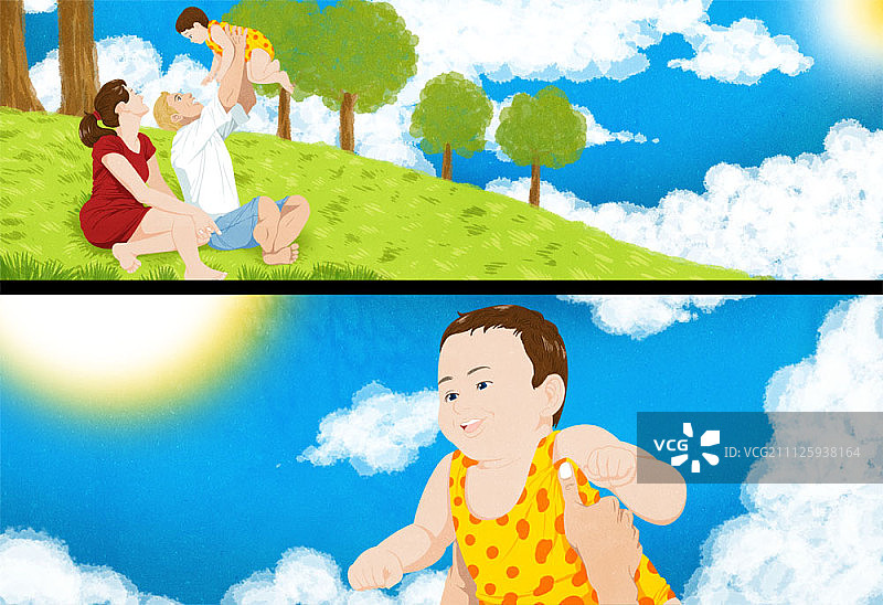 幸福的父母抱着男婴图片素材