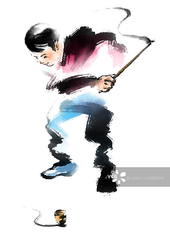 男孩玩陀螺图片素材