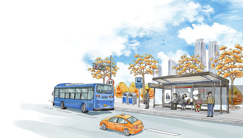 公共交通插画图片素材
