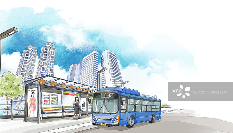 公共交通插画图片素材