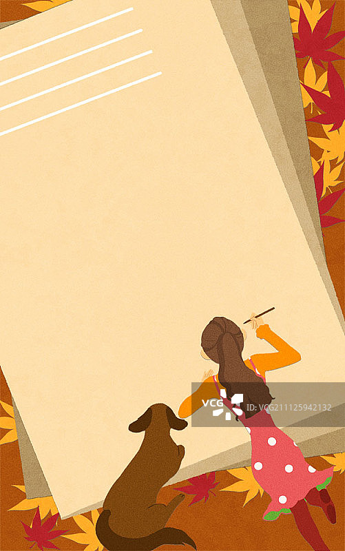 女人和小狗躺着图片素材