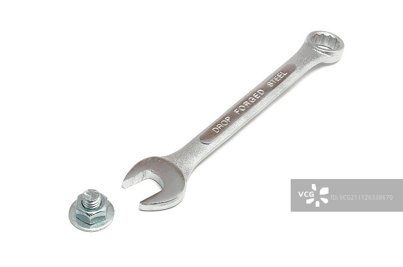 带螺栓、螺母和垫圈的组合扳手图片素材
