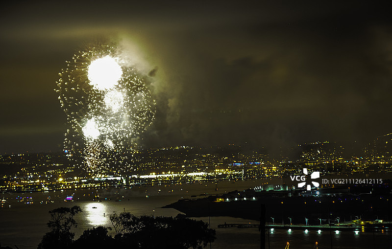 圣地亚哥洛马岬的7月4日烟花图片素材