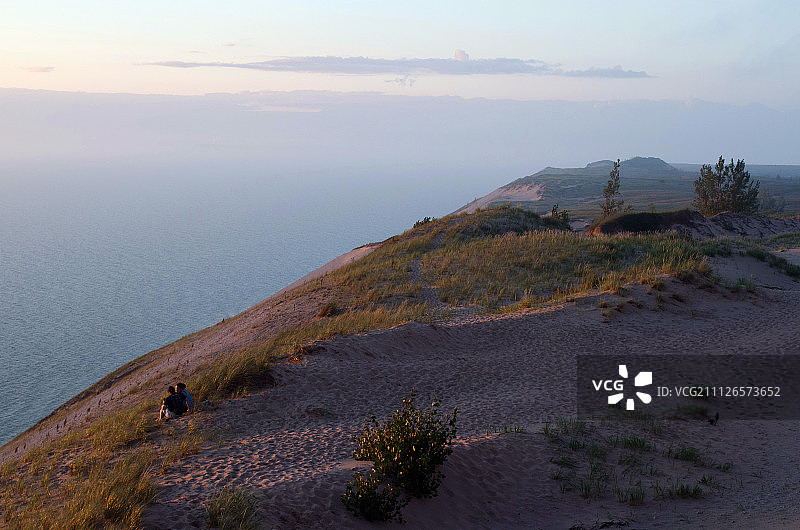 密歇根州睡熊沙丘密歇根湖观景台图片素材