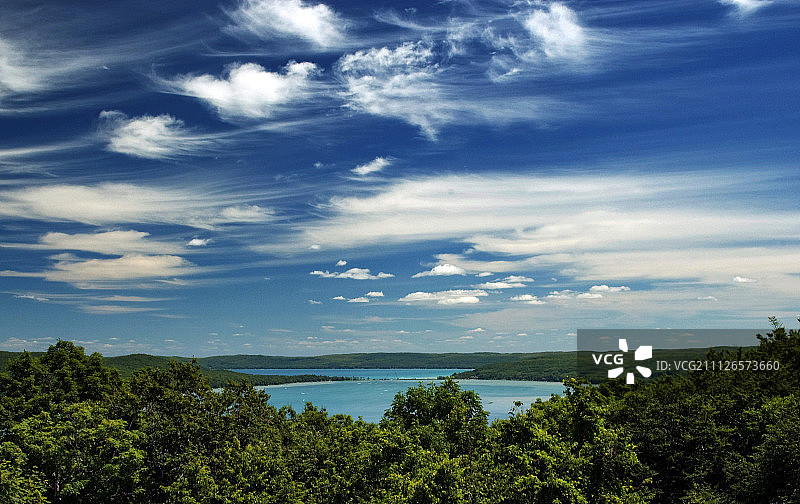 密歇根州睡熊附近的格伦湖图片素材