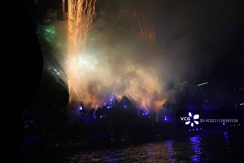 德国统一日，法兰克福烟花图片素材