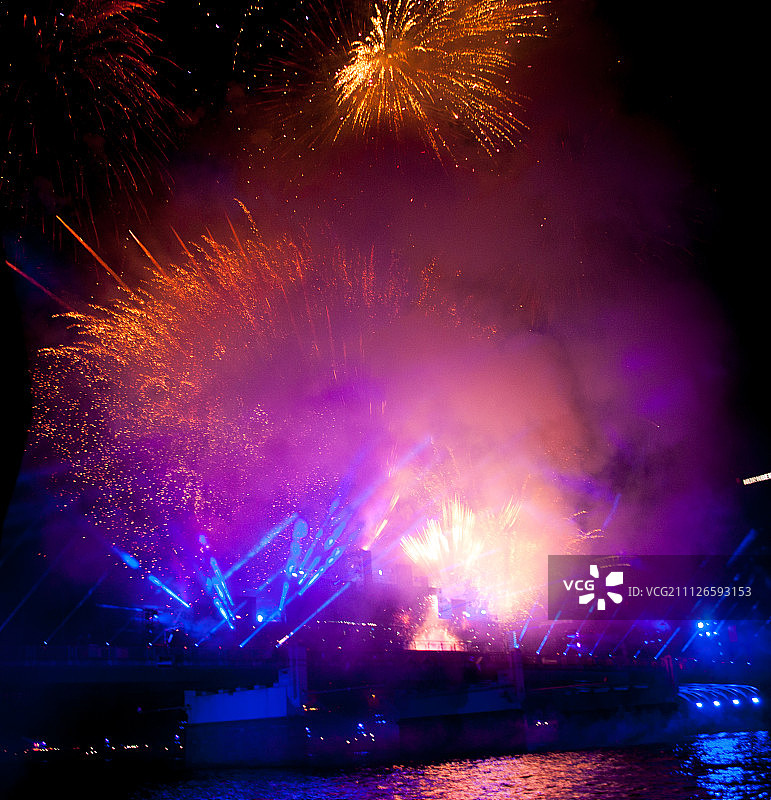 德国统一日，法兰克福烟花图片素材