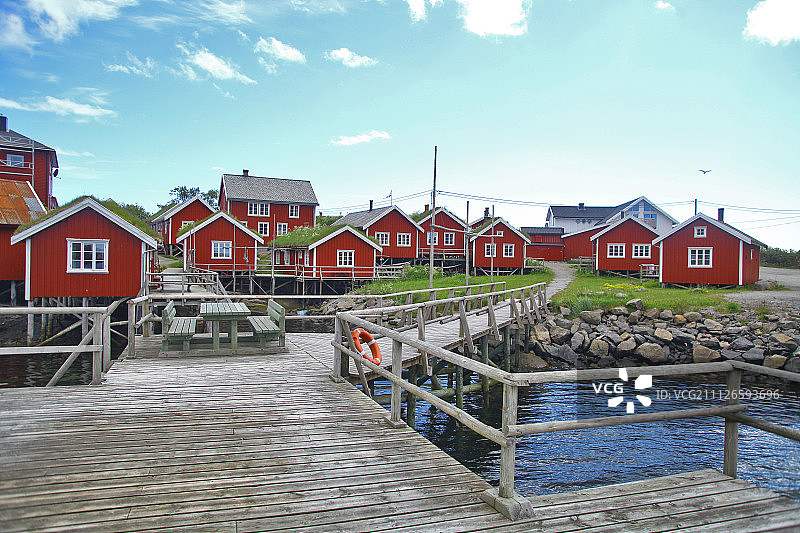 挪威罗弗敦群岛的传统房屋图片素材