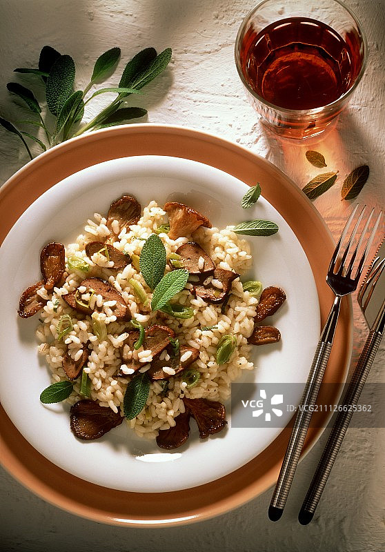 家禽肝菌菇意大利调味饭图片素材