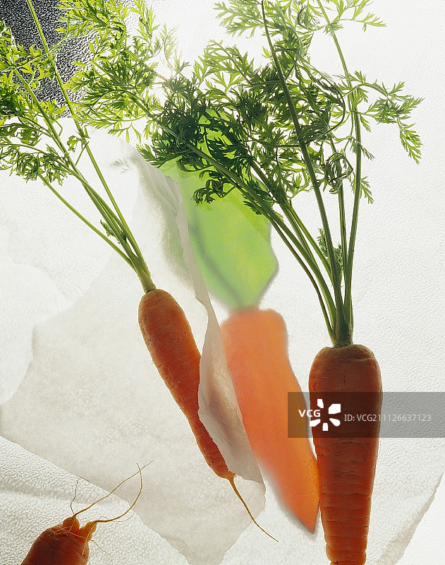 静物摄影：胡萝卜与绿色图片素材