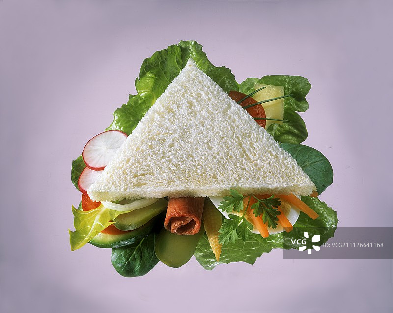 白面包三角形三明治图片素材