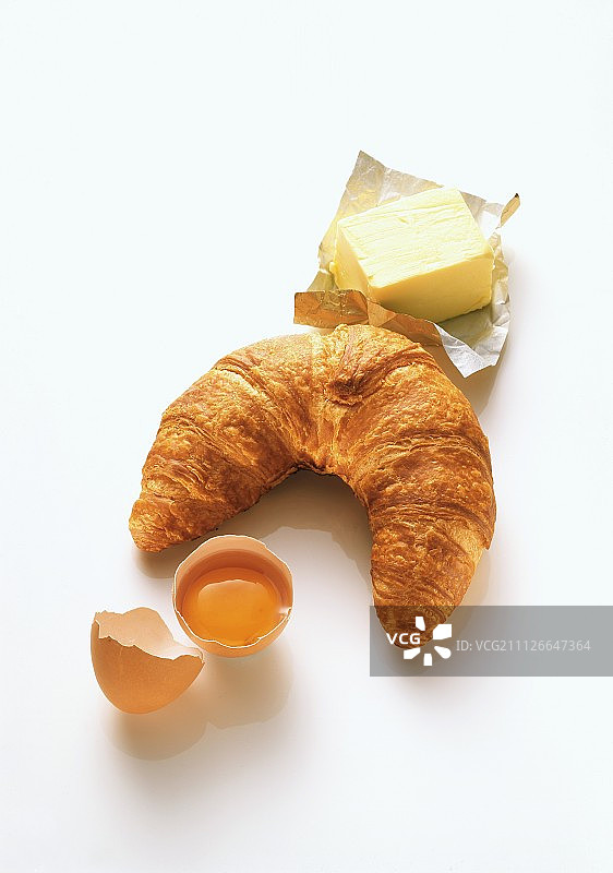 牛角包、黄油和鸡蛋图片素材