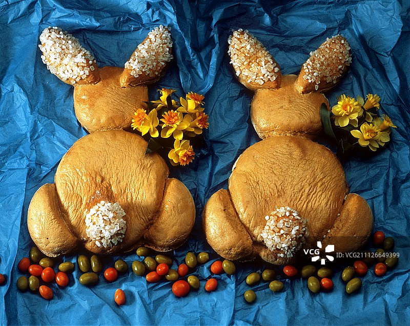 两个面包兔子图片素材