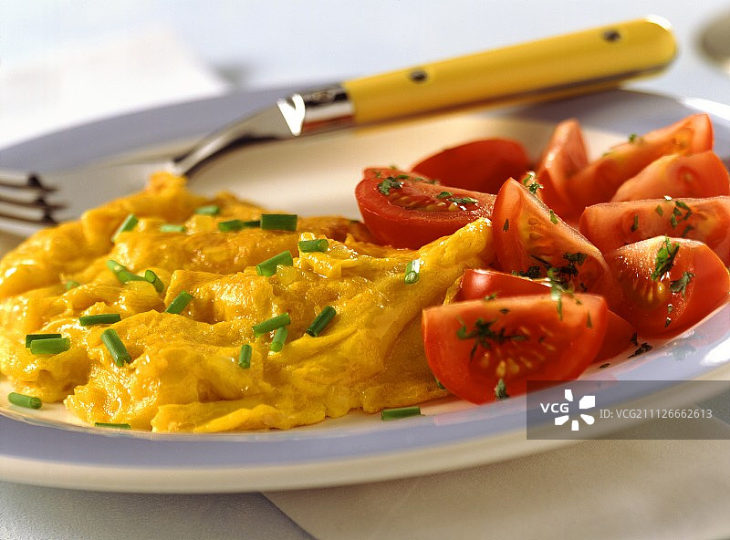 韭菜番茄炒蛋图片素材