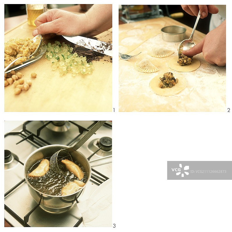 制作油炸鹰嘴豆馅饼图片素材