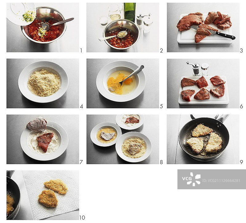 准备帕尔马干酪小牛肉图片素材