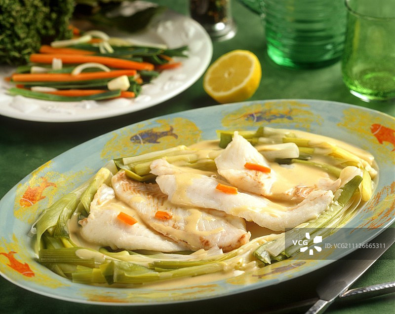 香葱清蒸鲽鱼片图片素材