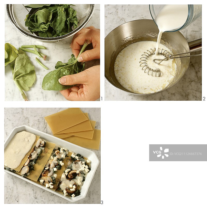 制作蘑菇菠菜千层面图片素材