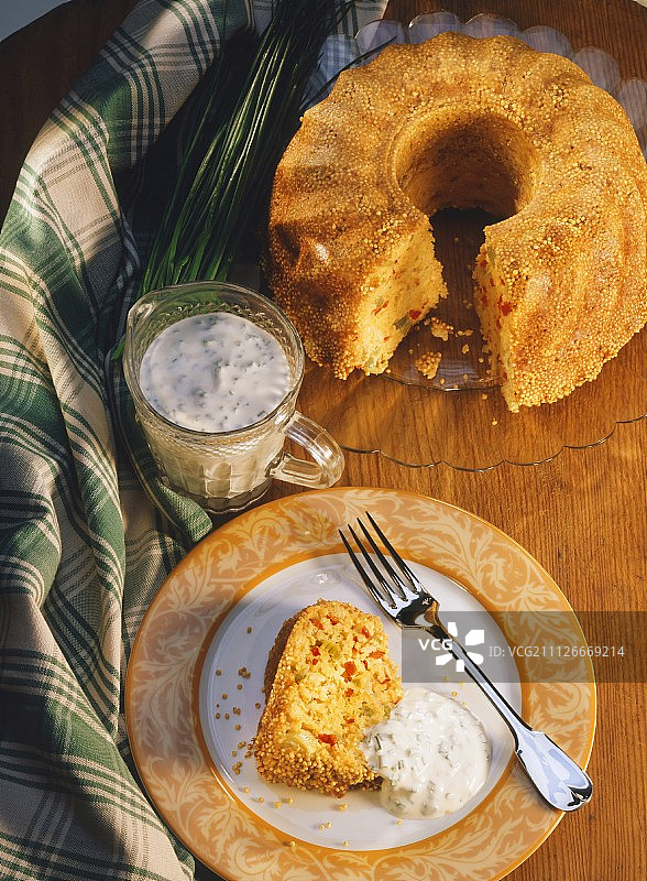 青椒韭菜酱小米布丁图片素材