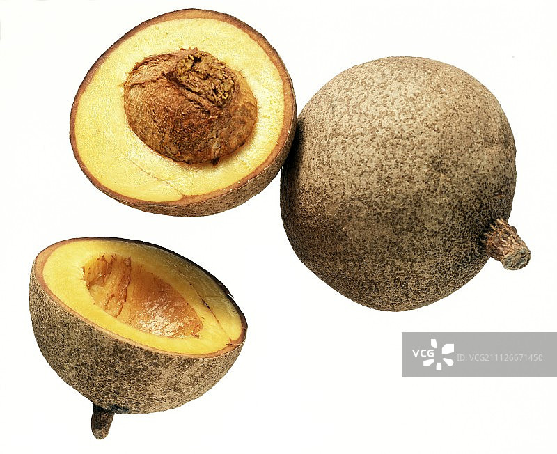 完整的 Mammee 苹果及两半图片素材