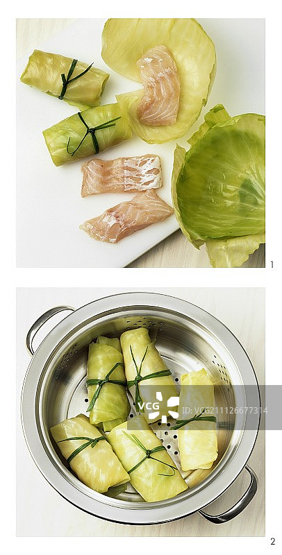 制作三文鱼卷白菜卷图片素材