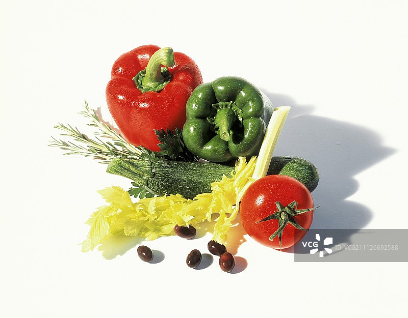 番茄、西葫芦、辣椒等静物图片素材