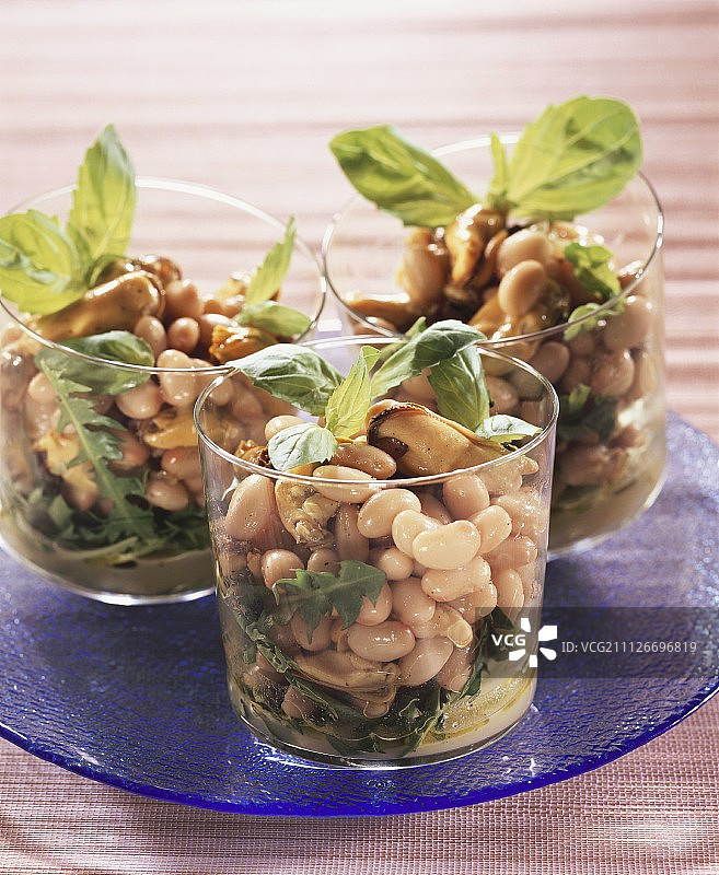 贻贝罗勒白豆沙拉图片素材