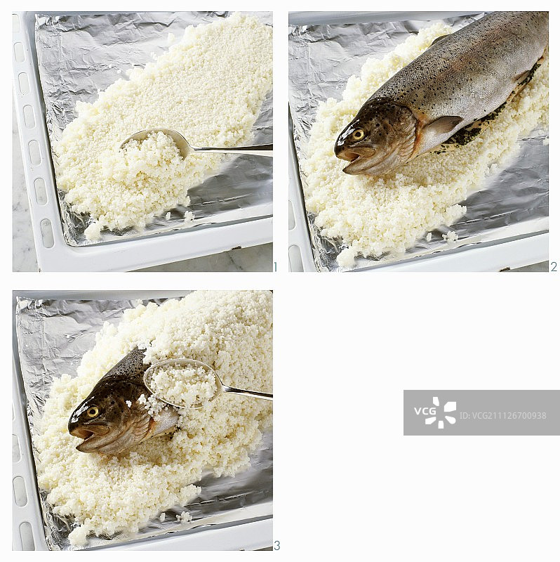 盐壳焗三文鳟鱼图片素材