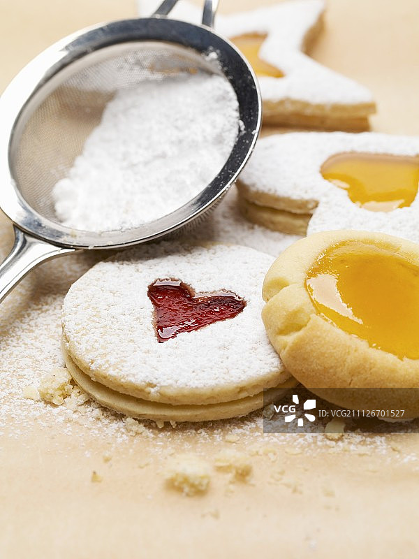 糖粉果酱饼干图片素材