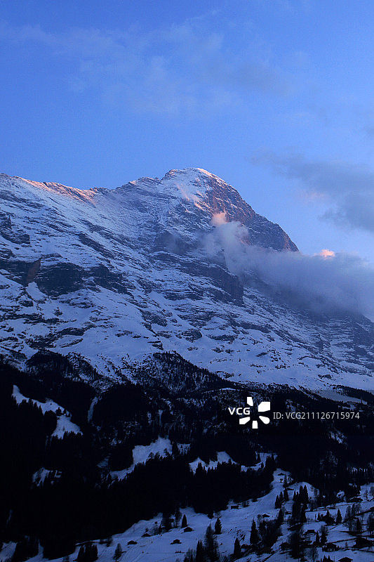 艾格峰北面的冬季雪景，格林德瓦图片素材