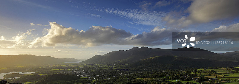凯西克德温特湖斯基达夫山日落图片素材