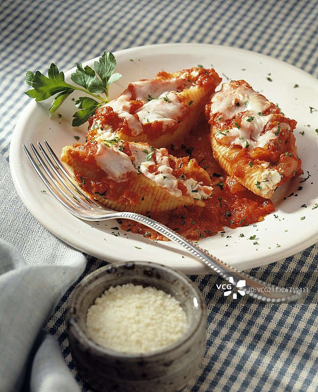 番茄馅贝壳面图片素材