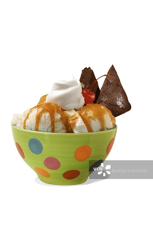 焦糖布朗尼香草冰淇淋图片素材