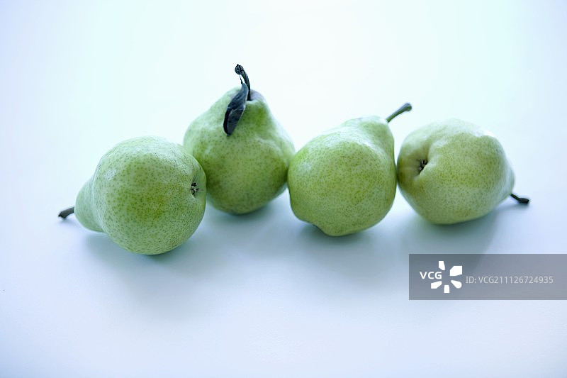四个绿色安茹梨图片素材