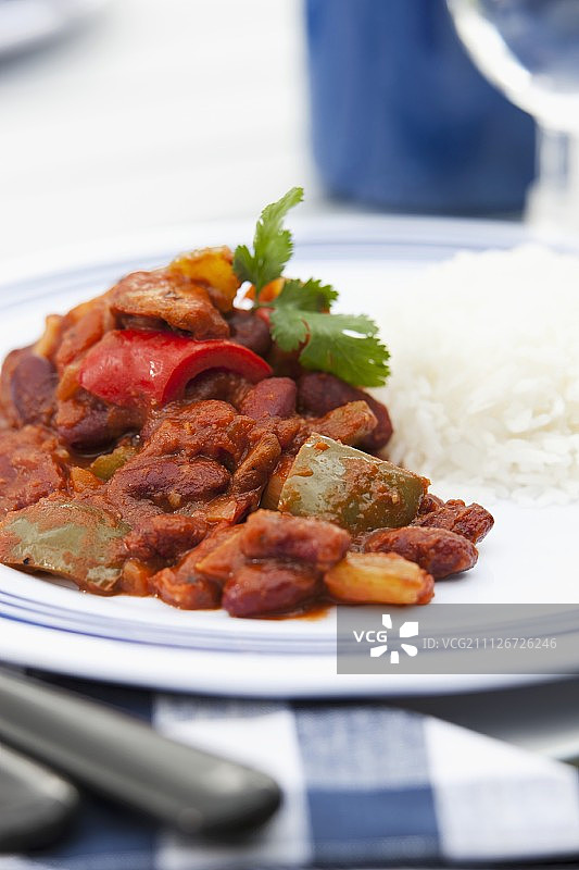 搭配米饭的素食辣椒图片素材