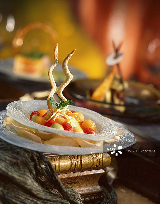 冰糕和甜瓜甜点图片素材