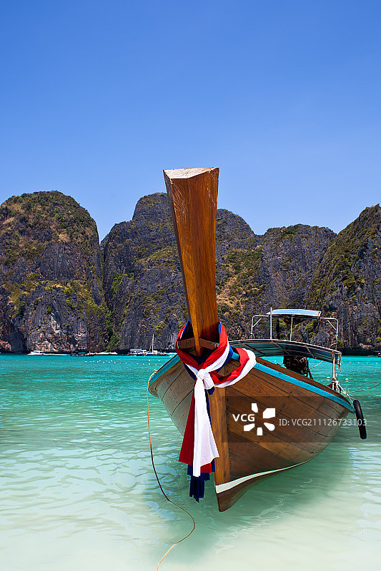 泰国甲米玛雅湾的长尾船图片素材