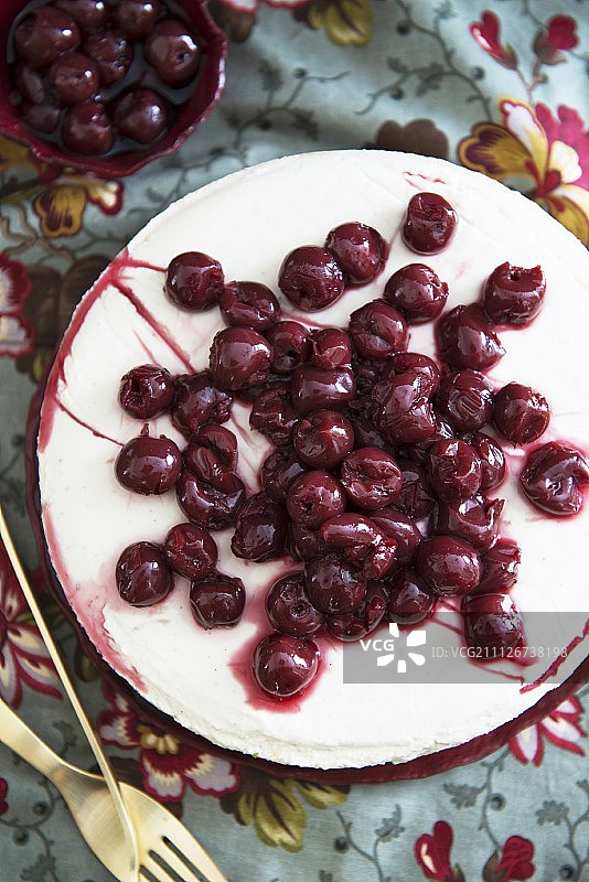 樱桃奶酪蛋糕图片素材