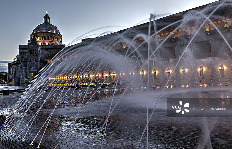 波士顿基督教科学中心喷泉图片素材