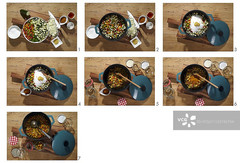 西葫芦和辣椒酱的制作过程图片素材