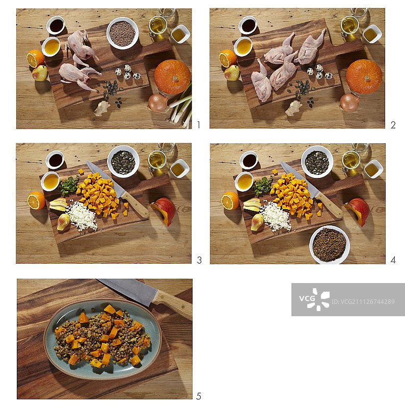 制作南瓜扁豆烩鹌鹑图片素材