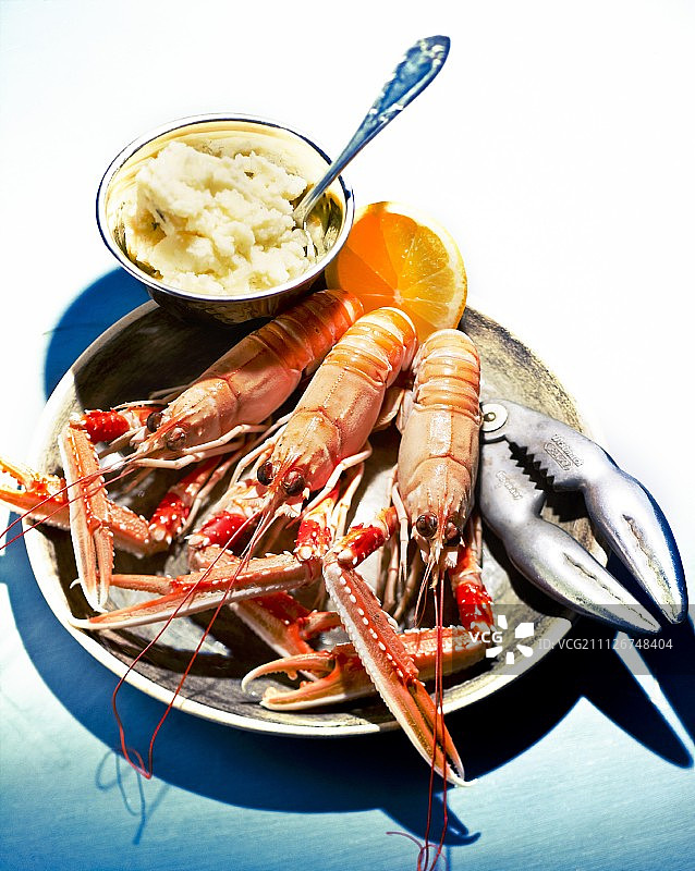 大虾配土豆泥图片素材