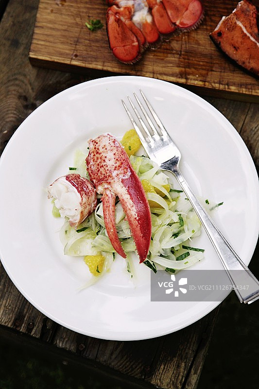 橙子茴香龙虾沙拉图片素材