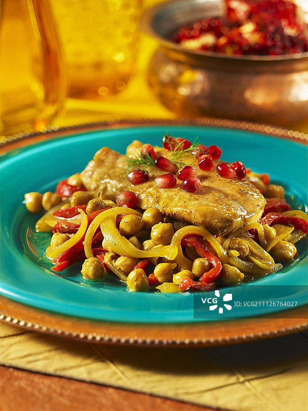 鱼片鹰嘴豆咖喱图片素材