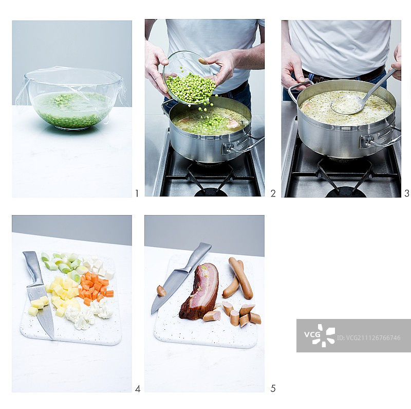 香肠培根炖豌豆图片素材