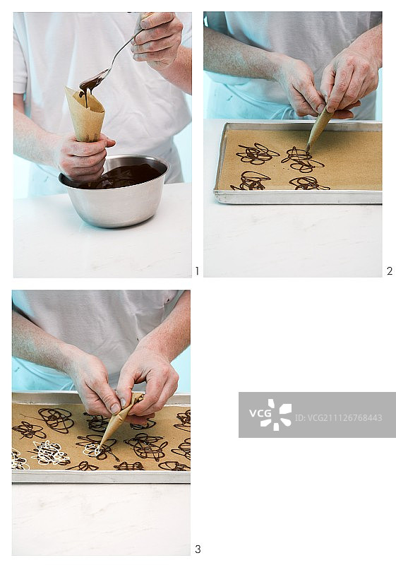 巧克力装饰制作中图片素材