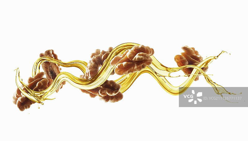 核桃油螺旋圈中的核桃图片素材