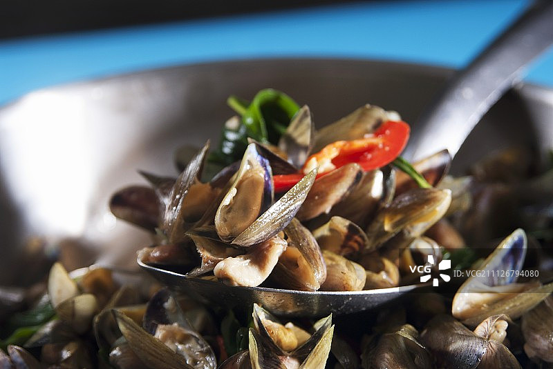 香辣炒贻贝图片素材